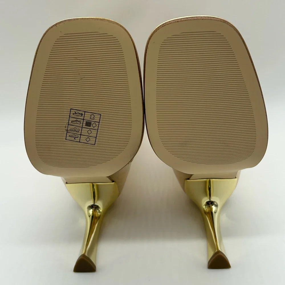 MICHAEL Michael Kors Kelsea Bootie Pale Gold Leather Heeled Ankle Boots 6M NWB - Picture 10 of 12